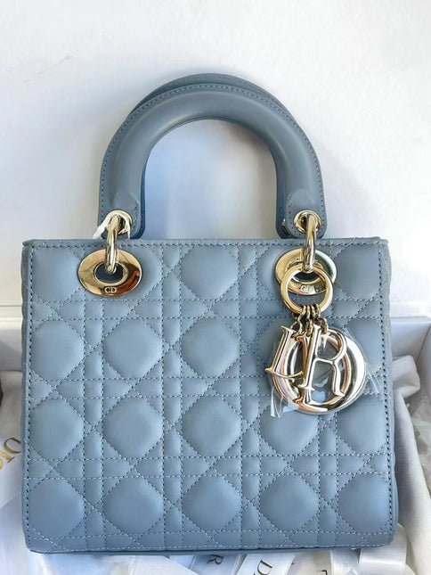 Sold Lady Dior Small My Abcdior Pale Blue Lambskin Cannage Leather