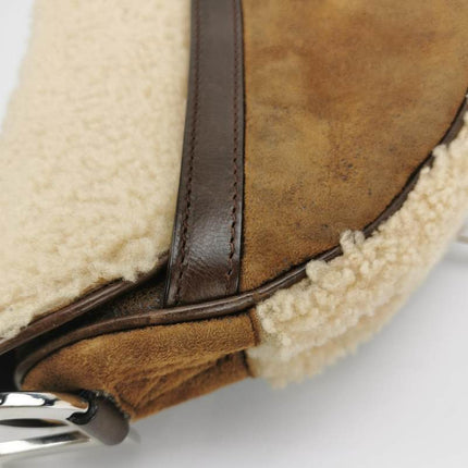 Sold Dior Saddle Vintage Shoulder Bag Shearling Brown and While