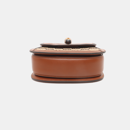 Gucci Bamboo 1947 Mini Brown Leather and Canvas with Glitter Crossbody Bag