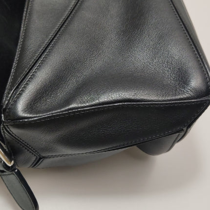 Loewe Puzzle Small Black Smooth Leather White Logo With Metal Feet 2016