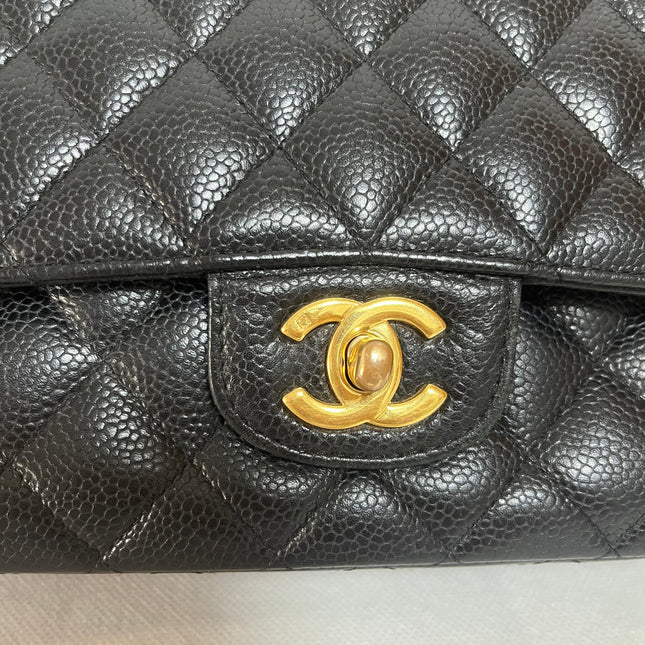 Chanel Classic Flap Medium Black Caviar Leather with 24k Gold Hardware, 2008