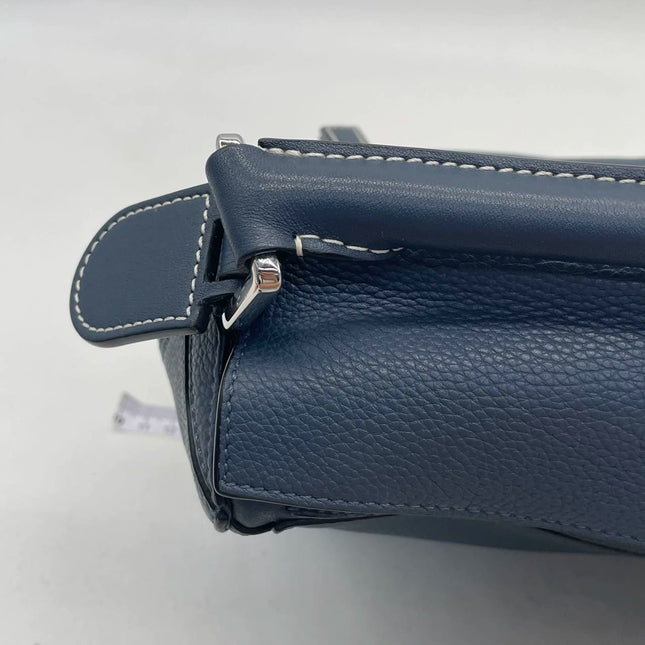 Loewe Puzzle Small Navy Grained Calfskin Leather Bag