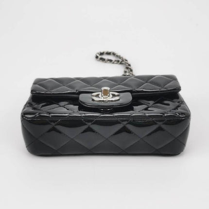 Sold Chanel Classic Flap Rectangular Super Mini Black Patent Leather Silver Hardware