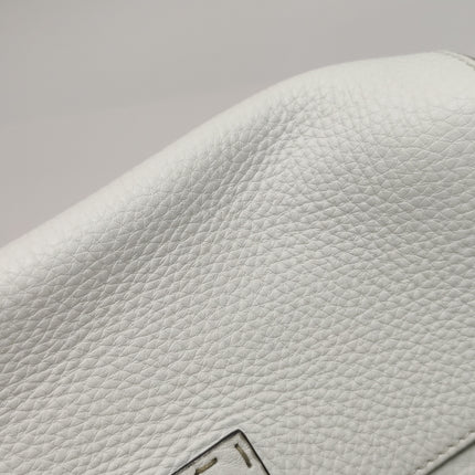 Fendi Baguette Selleria Medium White Calfskin Leather Crossbody Bag