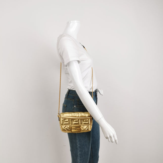 Sold Fendi Baguette Mini Gold Nappa Leather Crossbody Bag
