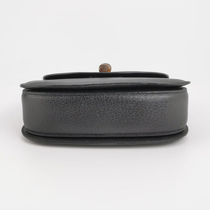 Gucci Bamboo 1947 Small Black Grained Leather Top Handle Bag