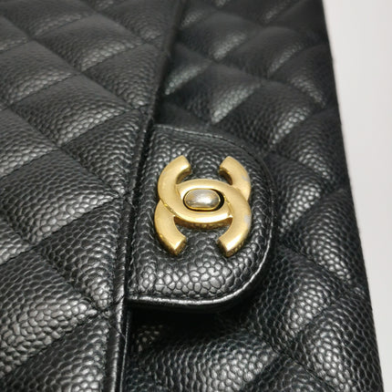 Chanel Classic Flap Medium Black Caviar Leather Gold Hardware, 2009-2010