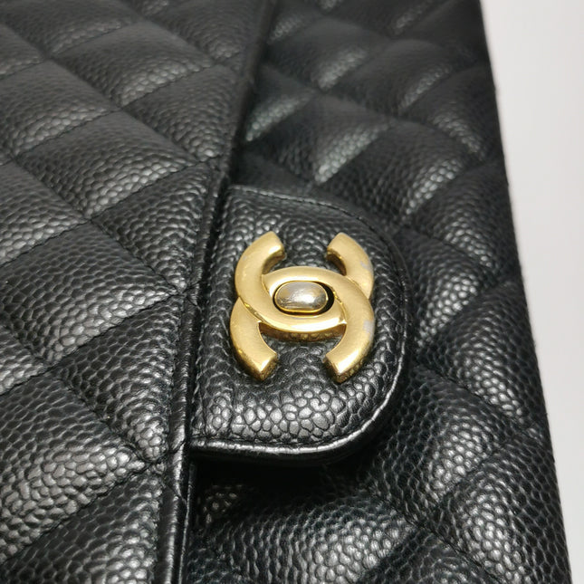 Chanel Classic Flap Medium Black Caviar Leather Gold Hardware, 2009-2010