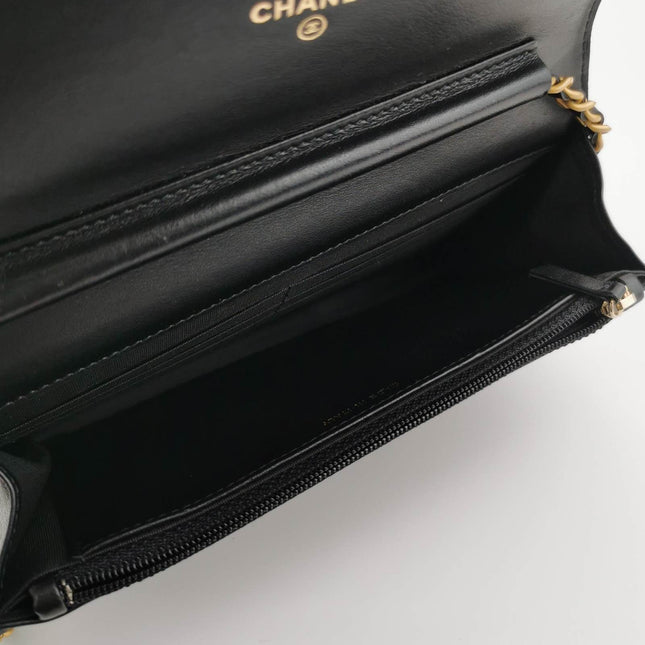 Sold Chanel Wallet on Chain Filigree Caviar Leather Black Gold-tone Hardware