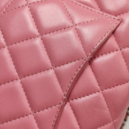 Chanel Classic Flap Mini 2016 Pink Lambskin Leather Silver Hardware