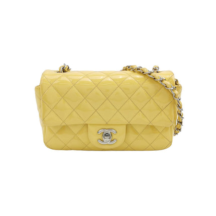 Chanel Classic Flap Rectangular Mini Yellow Patent Leather Silver HW, 2014-2015