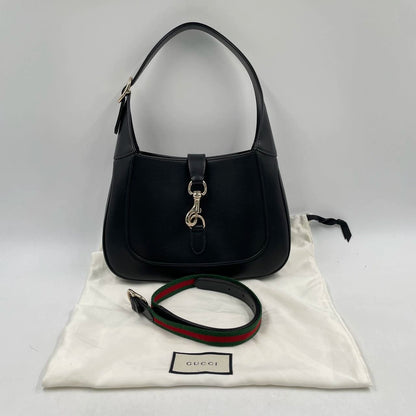 Gucci Jackie 1961 Small Black Leather Shoulder Bag Clasp S24