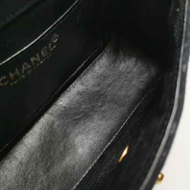 Chanel Classic Flap Extra Mini Black Suede Quilted Gold-tone Hardware