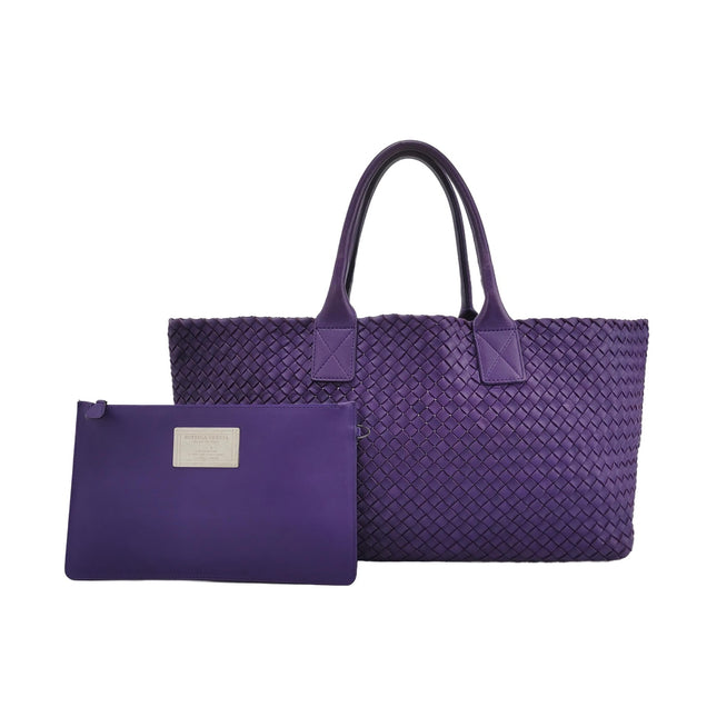 Bottega Veneta Cabat Large Intreccio Leather Tote Bag Purple with Pouch 40cm