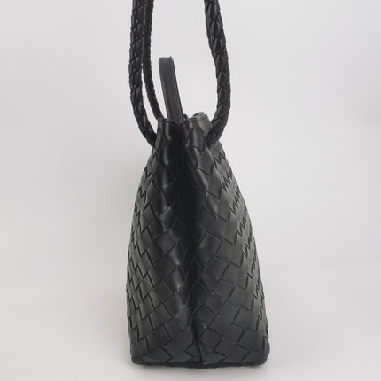 Bottega Veneta Andiamo Medium Black Intrecciato Leather Handbag