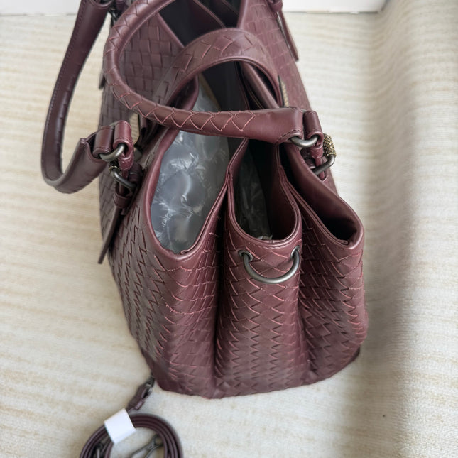 Bottega Veneta Roma Burgundy Intrecciato Nappa Leather Large 35cm