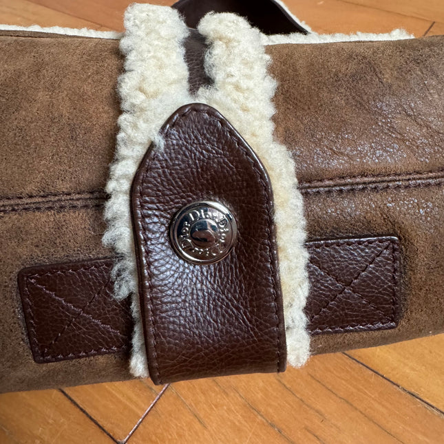 Dior Flight Medium Shoulder Bag Tan Brown Shearling