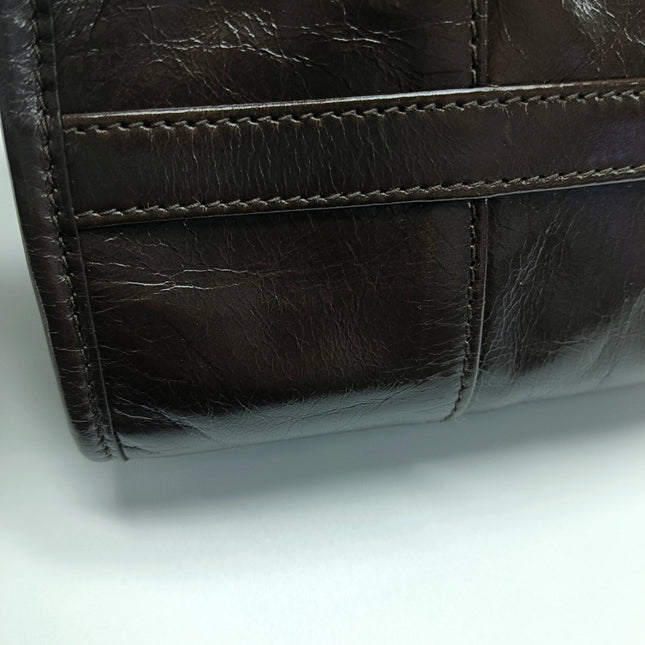 Prada Bonnie Medium Soft Lux Brown Shiny Calfskin Leather Shoulder Bag