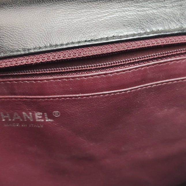 Chanel Classic Flap Jumbo Black Lambskin Leather Single Flap with Silver Hardware 2009-2010