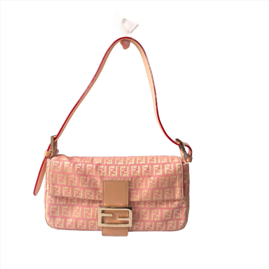 Fendi Baguette Light Pink Zucchino Print Monogram-Luxbags