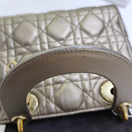 Lady Dior Mini Metallic Copper Gold Cannage Lambskin Gold Hardware Chain Strap