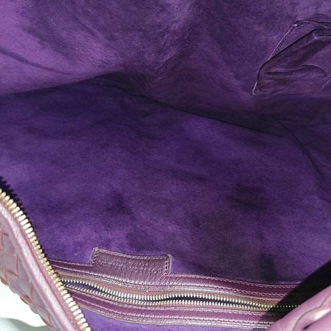 Bottega Veneta Veneta Hobo Maxi Purple Intrecciato Leather Bag 51cm