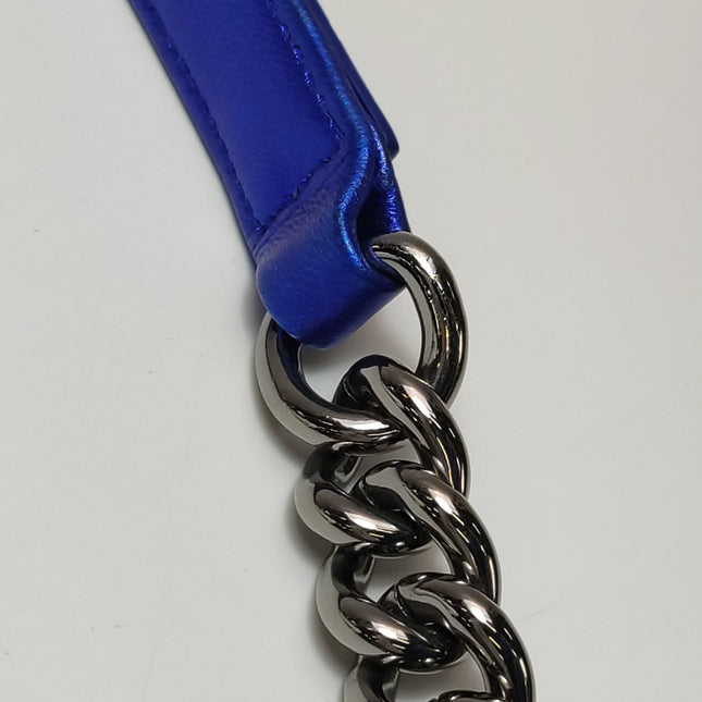 Chanel Le Boy Small Electric Royal Blue Patent Leather Bag