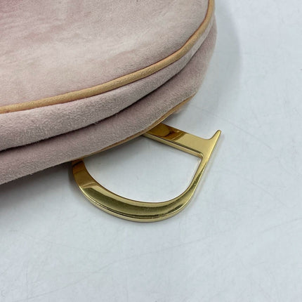 Dior Saddle Vintage Shoulder Bag Medium Shearling and Ostrich Leather Pink