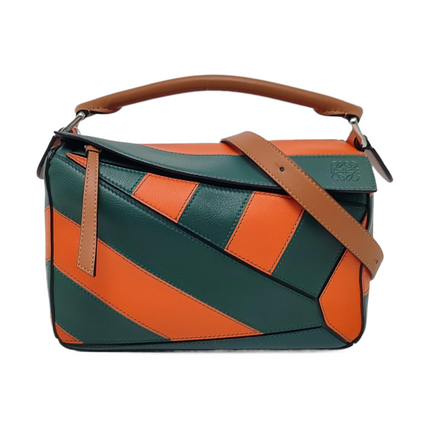 Loewe Puzzle Small Green Orange Stripes Crossbody Bag 2019-Luxbags