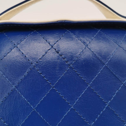 Sold Chanel White and Blue Small Crumpled Calfskin Vanity Case Crossbody Bag