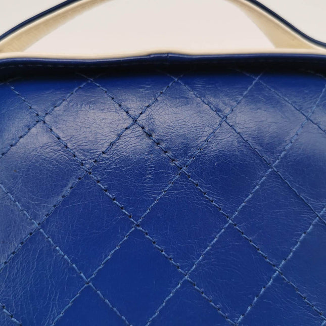 Sold Chanel White and Blue Small Crumpled Calfskin Vanity Case Crossbody Bag
