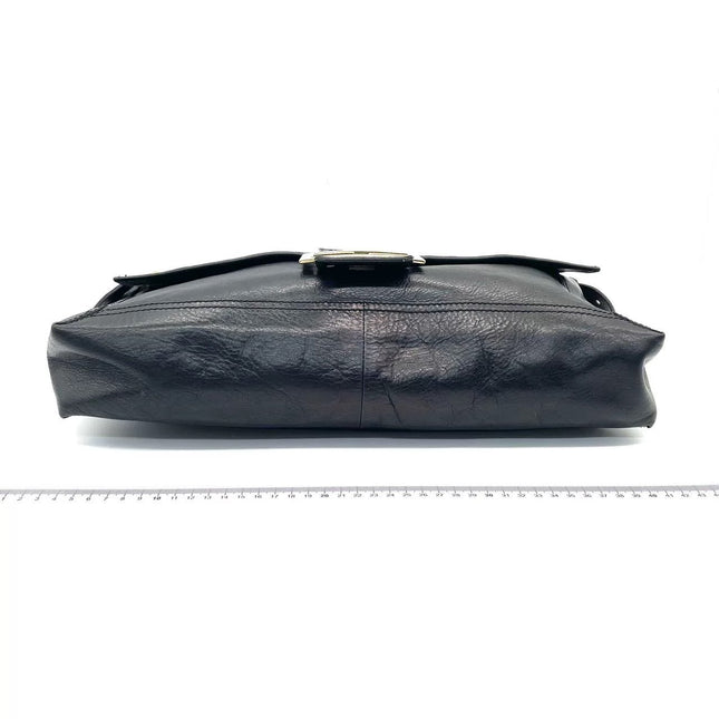 FENDI Baguette Large Black Calfskin Leather Shoulder Bag