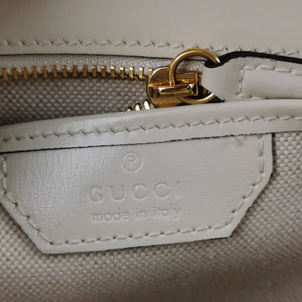 Gucci Bamboo 1947 Top Handle Bag Small White Box Leather Canvas Strap