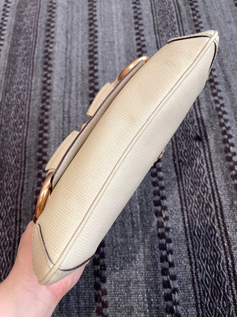Gucci Horsebit 1955 Small White Leather Shoulder Bag
