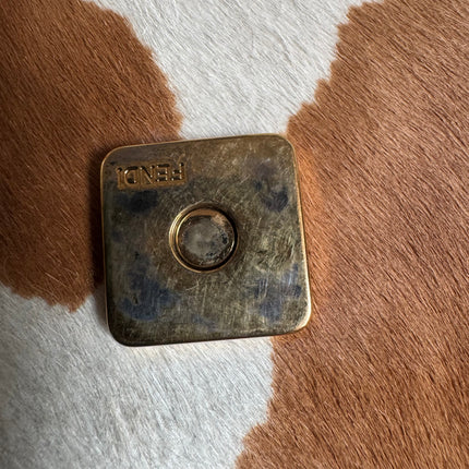 Fendi Mamma Baguette Large Pony hair in Cow Print Natural Color