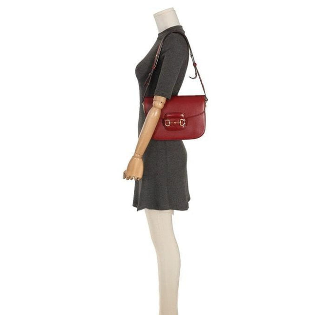 Sold Gucci 1955 Horsebit Leather Shoulder Bag Red Small