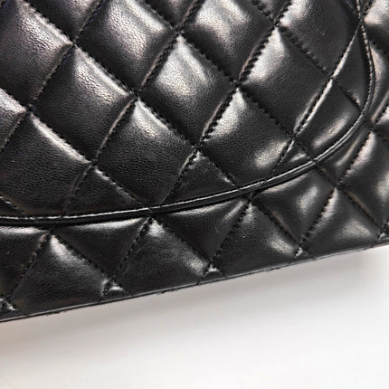 Chanel Timeless Classic Flap Medium 2014 Black Lambskin Leather Silver Hardware