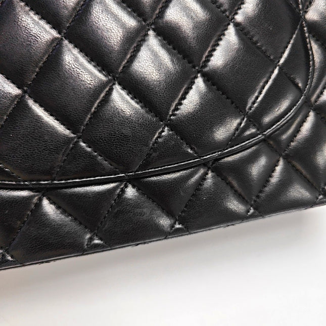 Chanel Timeless Classic Flap Medium 2014 Black Lambskin Leather Silver Hardware