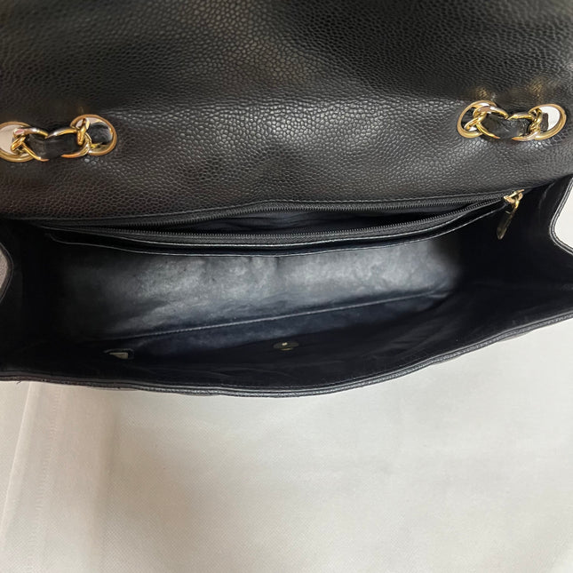 Chanel Classic Flap Jumbo 2009 Black Caviar Leather Single Flap Gold Hardware