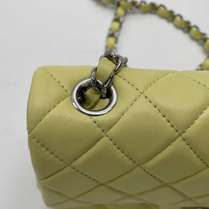 Chanel Classic Flap Rectangular Mini Yellow Lambskin Leather Silver Hardware Microchip