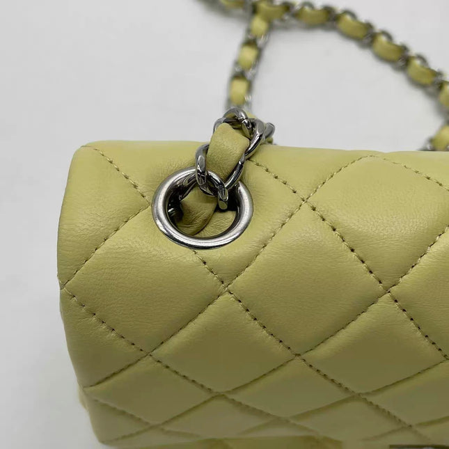 Chanel Classic Flap Rectangular Mini Yellow Lambskin Leather Silver Hardware Microchip