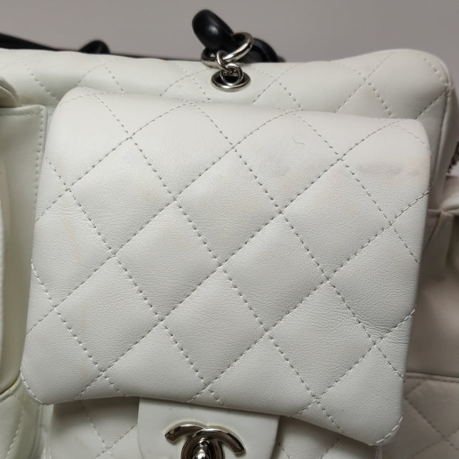 Chanel Cambon Multi-pocket Ligne Reporter Bag Large White Calfskin Leather