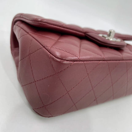 Chanel Classic Flap Rectangular Mini Burgundy Lambskin Silver HW, 2019