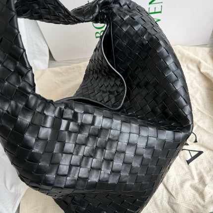Bottega Veneta Hop Black Intrecciato Leather Maxi Hobo Bag 54cm