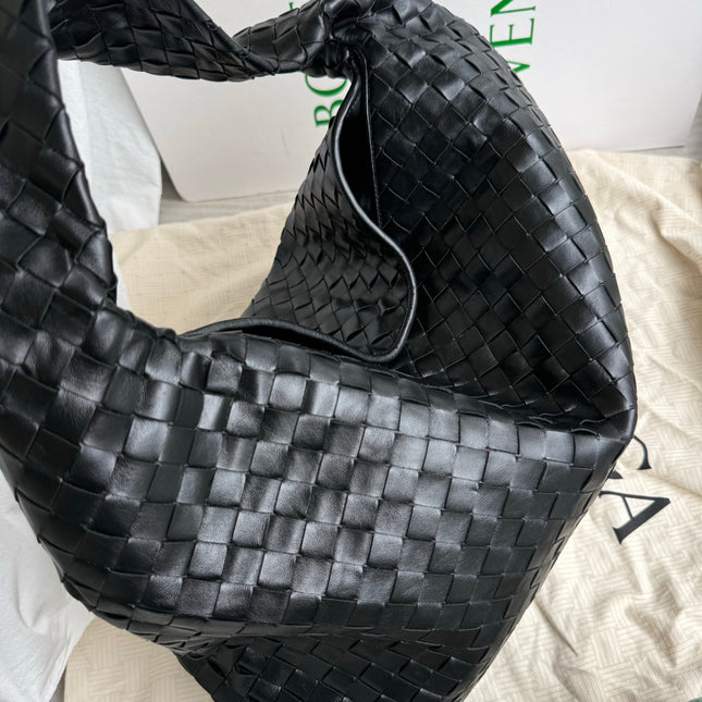 Bottega Veneta Hop Black Intrecciato Leather Maxi Hobo Bag 54cm