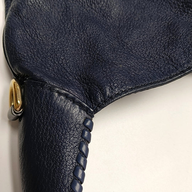 Gucci Jackie Soft Large Navy Leather Shoulder Bag With Strap