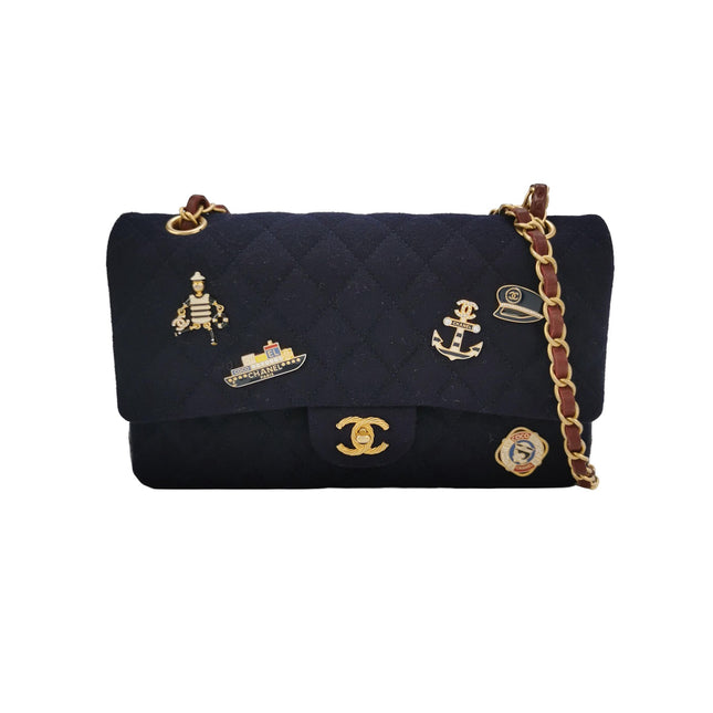 Chanel Medium Classic Double Flap Bag Métiers d'Art Paris-Hamburg 2018 Wool Nautical Charms