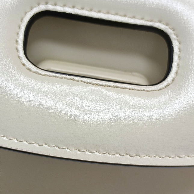 Gucci Bamboo 1947 Top Handle Bag Small White Box Leather Canvas Strap