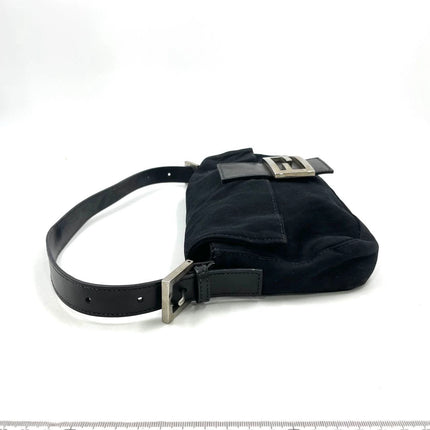 FENDI Baguette Vintage Black Cloth Silver Hardware