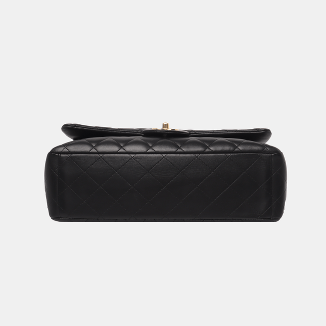 Sold Chanel Classic Flap Maxi Black Lambskin Leather Double Flap with Gold Hardware, 2014-2015